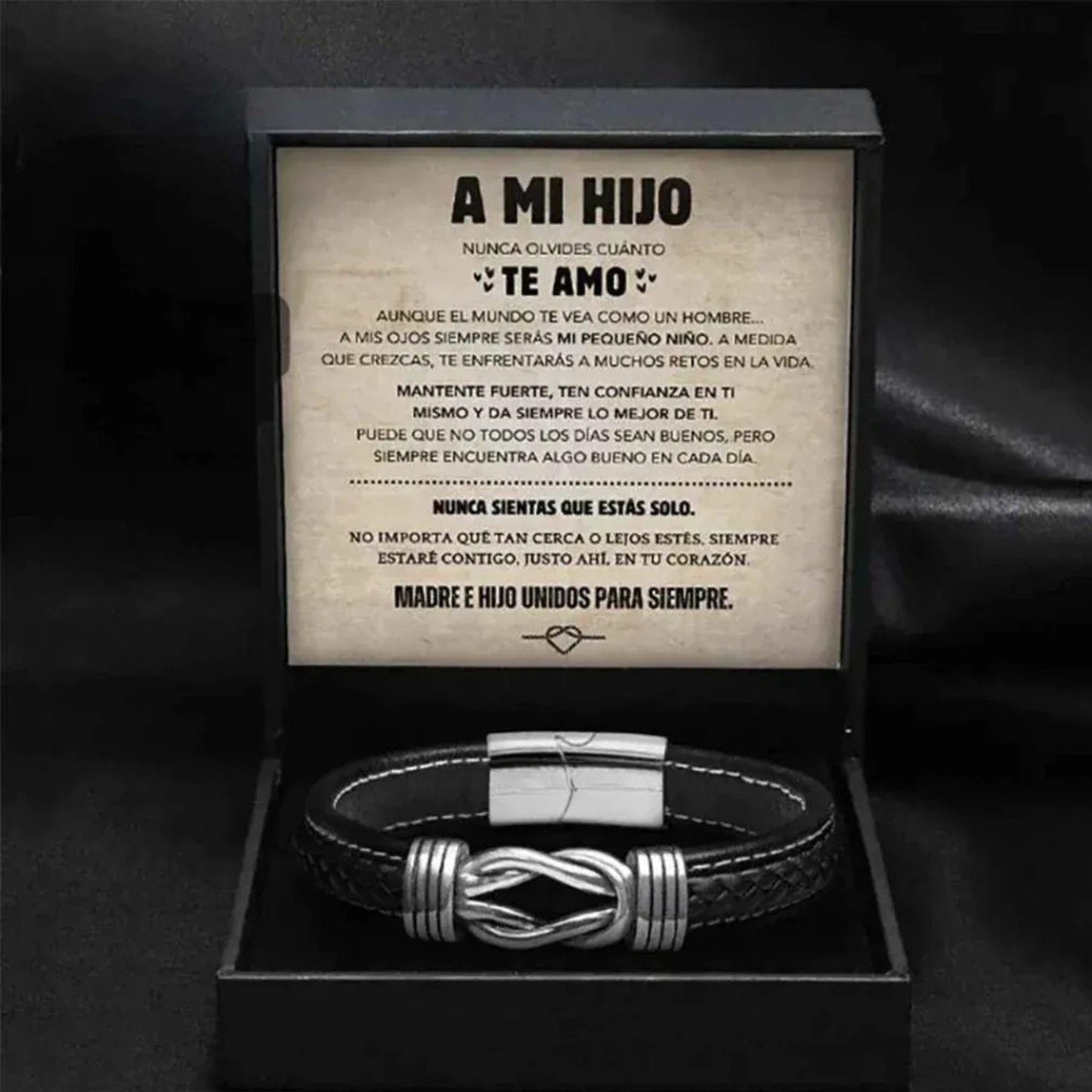 PARA  MI HIJO | SIEMPRE UNIDOS | PULSERA DE CUERO