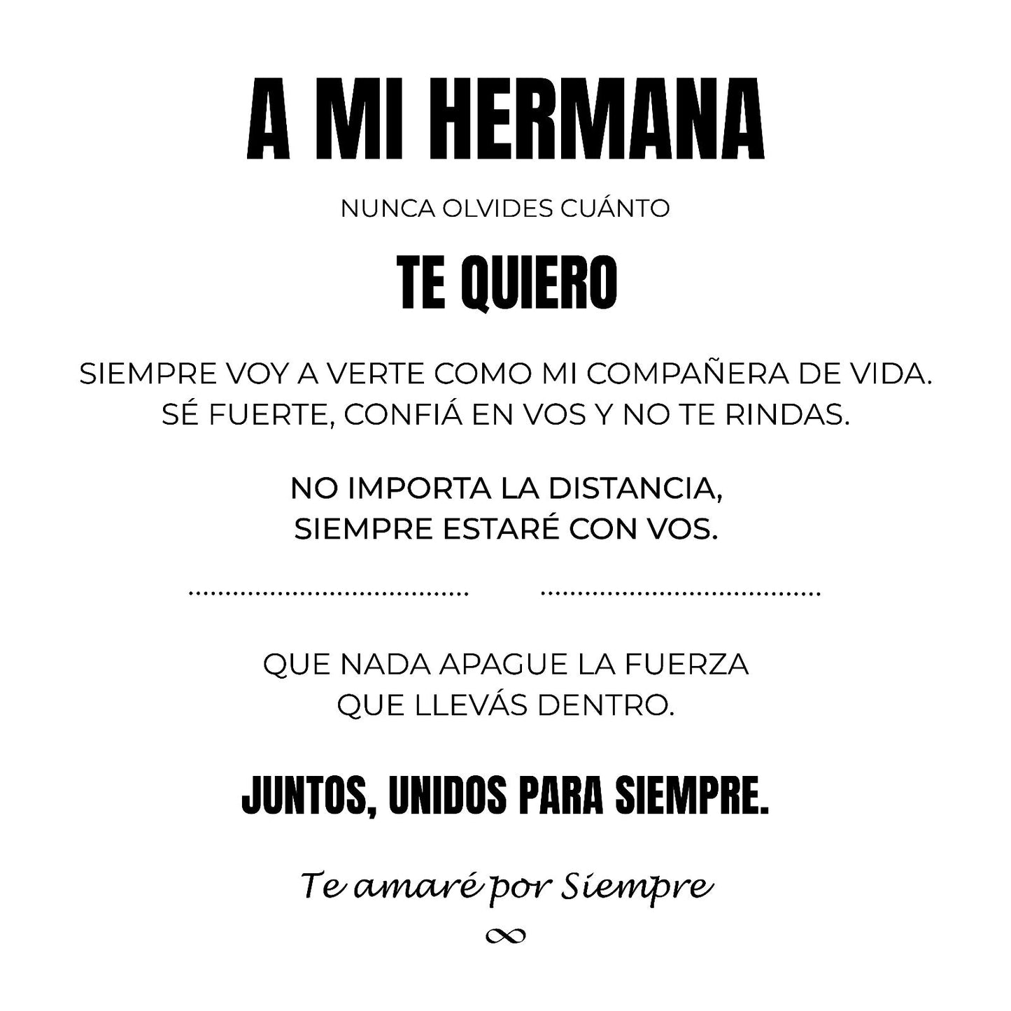 A MI HERMANA | SIEMPRE UNIDAS | PULSERA CORAZON